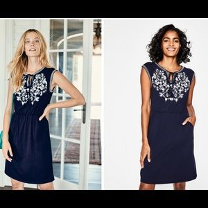 Boden • Catriona Navy Embroidered Dress - 2P